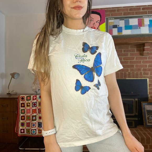 Vintage 90s Butterfly Identification Costa Rica Tee Tucan Tico Wildlife … - Picture 2 of 15